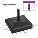 Black PURPLE LEAF market umbrella base. Adjustable, fits 1.5"-1.9" poles. Square design for patio stability.