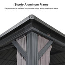 PURPLE LEAF Grey Hardtop Gazebo with Heavy Duty Galvanized Steel Double Roof with String Lights-milky