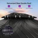 PURPLE LEAF Metal Gazebo Double Roof Wood Grain Aluminum Frame with Curtains and Netting