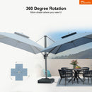 PURPLE LEAF SUNBRELLA Cantilever Umbrella Grey Aluminum Patio Umbrella