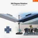 PURPLE LEAF SUNBRELLA Cantilever Umbrella Grey Aluminum Patio Umbrella