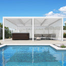 PURPLELEAF Outdoor Louvered Pergola Roller Blinds with Thermal Insulated, UV Protection Waterproof Fabric, Privacy Protection for White Pergola, Easy to Install