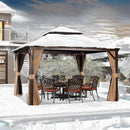PURPLE LEAF Outdoor Hardtop Gazebo for Garden Bronze Double Roof Aluminum Frame Pavilion - Purple Leaf Garden