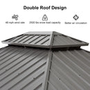 PURPLE LEAF Patio Gazebo for Pool Light Grey Hardtop Galvanized Steel Roof with String Lights-milky