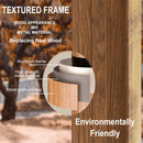 PURPLE LEAF Hardtop Gazebo for Patio Wood Grain Galvanized Steel Frame Awning with String Lights-milky