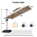 Clearance - PURPLE LEAF OPEN BOX Large Square Patio Cantilever Umbrella for Garden Pool Porch