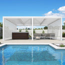 PURPLELEAF Outdoor Louvered Pergola Roller Blinds with Thermal Insulated, UV Protection Waterproof Fabric, Privacy Protection for White Pergola, Easy to Install