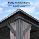 PURPLE LEAF Grey Hardtop Gazebo with Heavy Duty Galvanized Steel Double Roof with String Lights-clear