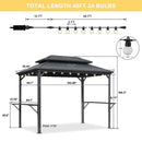 PURPLE LEAF Hardtop Grill Gazebo for Patio Grey Permanent Metal Roof Outside Sun Shade Outdoor BBQ Canopy with String Lights