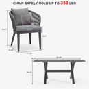 PURPLE LEAF Patio Gazebo with Aluminum Frame Grey Dining Sets-Bundle Set