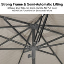PURPLE LEAF Semi-Auto Outdoor Market Table Umbrella with Heavy-Duty Fabric