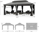 PURPLE LEAF Patio Gazebo for Pool Light Grey Hardtop Galvanized Steel Roof with Upgraded Curtains