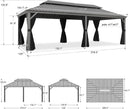 PURPLE LEAF Patio Gazebo for Pool Light Grey Hardtop Galvanized Steel Roof with Upgraded Curtains