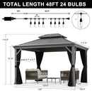 PURPLE LEAF Patio Gazebo for Pool Light Grey Hardtop Galvanized Steel Roof with String Lights-clear