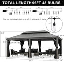 PURPLE LEAF Patio Gazebo for Pool Light Grey Hardtop Galvanized Steel Roof with String Lights-clear