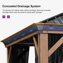 PURPLE LEAF hardtop gazebo with concealed drainage system, wood grain roof, for effective water drainage, patio shade.