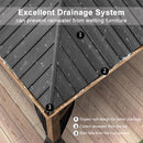 PURPLE LEAF Hardtop Gazebo for Patio Wood Grain Galvanized Steel Frame Awning with String Lights-milky