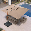 PURPLE LEAF SUNBRELLA Cantilever Umbrella Deluxe Wood Pattern Patio Umbrella