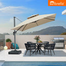 PURPLE LEAF SUNBRELLA Cantilever Umbrella Grey Aluminum Patio Umbrella