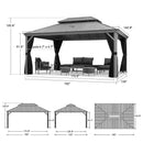 PURPLE LEAF Patio Gazebo for Pool Light Grey Hardtop Galvanized Steel Roof with Upgraded Curtains