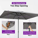 PURPLE LEAF Semi-Auto Outdoor Market Table Umbrella with Heavy-Duty Fabric