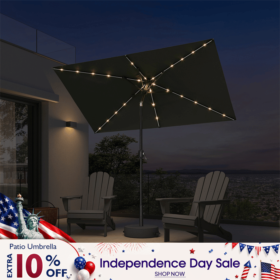 black and white patio umbrella with stand Pagoda Round Black & Natural White Stripe Outdoor Umbrella with White Pole