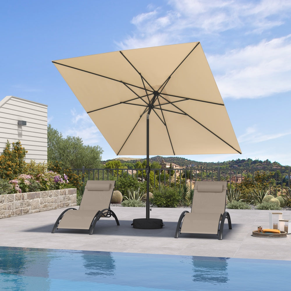 PURPLE LEAF Yard Tilting Patio Table Umbrella Black Frame Outdoor