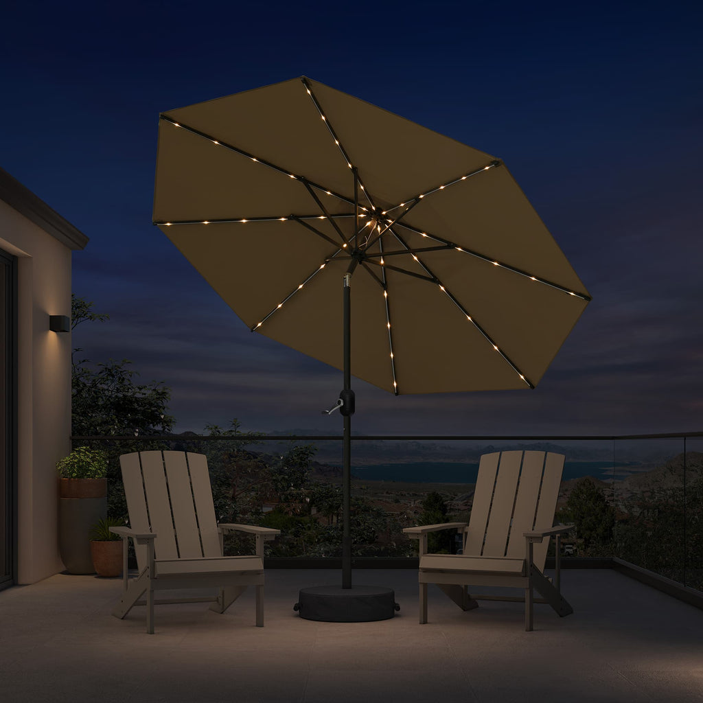 black vs light patio umbrella PURPLE LEAF Outdoor Tilt Market Umbrellas with Lights, Frame Table Outside with Base 6.5' X 10' / Turquoise Blue Convertible Duffel Backpack 50L 26