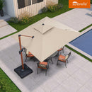 PURPLE LEAF SUNBRELLA Cantilever Umbrella Deluxe Wood Pattern Patio Umbrella