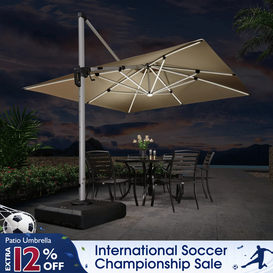 10 x 13 patio umbrella MEVBC 10 X 13 FT Cantilever Outdoor Patio Umbrella with Led Lights Lar