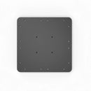 Black powder-coated steel patio umbrella base with multiple pre-drilled holes for secure umbrella mounting.