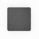 Black powder-coated steel patio umbrella base with multiple pre-drilled holes for secure umbrella mounting.