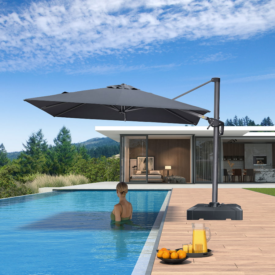 8x8 Cantilever Patio Umbrella with Base