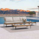 PURPLE LEAF Melben Patio Conversation Set Light Grey Outdoor Aluminum Modern Wicker Sofa Chairs Sets for Balcony Yard Porch