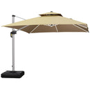 PURPLE LEAF cantilever patio umbrella, beige Sunbrella fabric, aluminum frame, double-top design, perfect for outdoor shade.