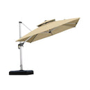 PURPLE LEAF double top cantilever patio umbrella in beige, Sunbrella fabric, aluminum frame, square design for patio shade
