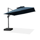Blue SUNBRELLA Double-Top Cantilever Patio Umbrella with aluminum frame, patio shade solutions
