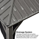 PURPLE LEAF Patio Gazebo for Pool Light Grey Hardtop Galvanized Steel Roof with String Lights-milky