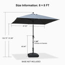PURPLE LEAF Crank and Tilt Table Umbrella Outdoor Patio Market Umbrella with Visible Hand Crank System