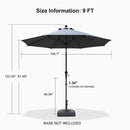PURPLE LEAF Crank and Tilt Table Umbrella Outdoor Patio Market Umbrella with Visible Hand Crank System