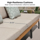 PURPLE LEAF Melben Patio Conversation Set Light Grey Outdoor Aluminum Modern Wicker Sofa Chairs Sets for Balcony Yard Porch