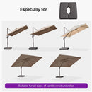 Cantilever umbrella base supporting various patio umbrellas, suitable for all sizes, outdoor shade solution.