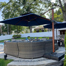 PURPLE LEAF SUNBRELLA Cantilever Umbrella Deluxe Wood Pattern Patio Umbrella