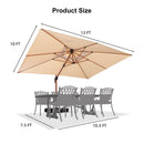 PURPLE LEAF Outdoor Garden Umbrella with Base, Cantilever Umbrellas in Wood Color