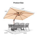 PURPLE LEAF Outdoor Garden Umbrella with Base, Cantilever Umbrellas in Wood Color