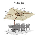 PURPLE LEAF Outdoor Garden Umbrella with Base, Cantilever Umbrellas in Wood Color