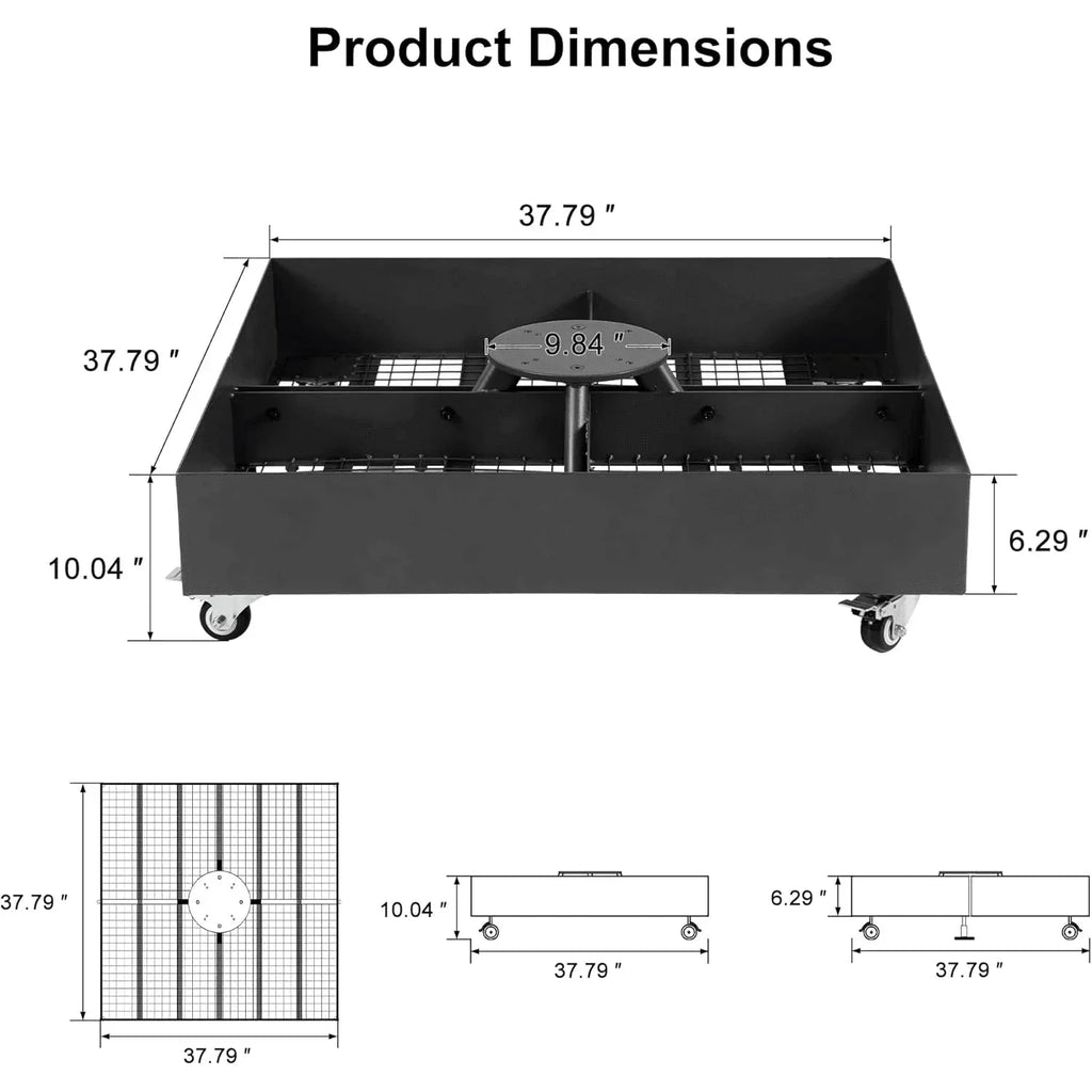 Sturdy Patio Umbrella Base with Wheels | 1100 Lbs Capacity