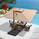 【Outdoor Idea】PURPLE LEAF Double Top Aluminum Cantilever Umbrella in Wood Color with Base - Purple Leaf Garden