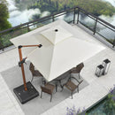 【Outdoor Idea】PURPLE LEAF Double Top Aluminum Cantilever Umbrella in Wood Color with Base - Purple Leaf Garden