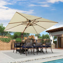 【Outdoor Idea】PURPLE LEAF Double Top Aluminum Cantilever Umbrella in Wood Color with Base - Purple Leaf Garden
